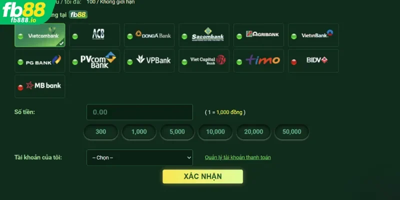 Nạp tiền FB88 qua ngân hàng trực tuyến siêu nhanh gọn